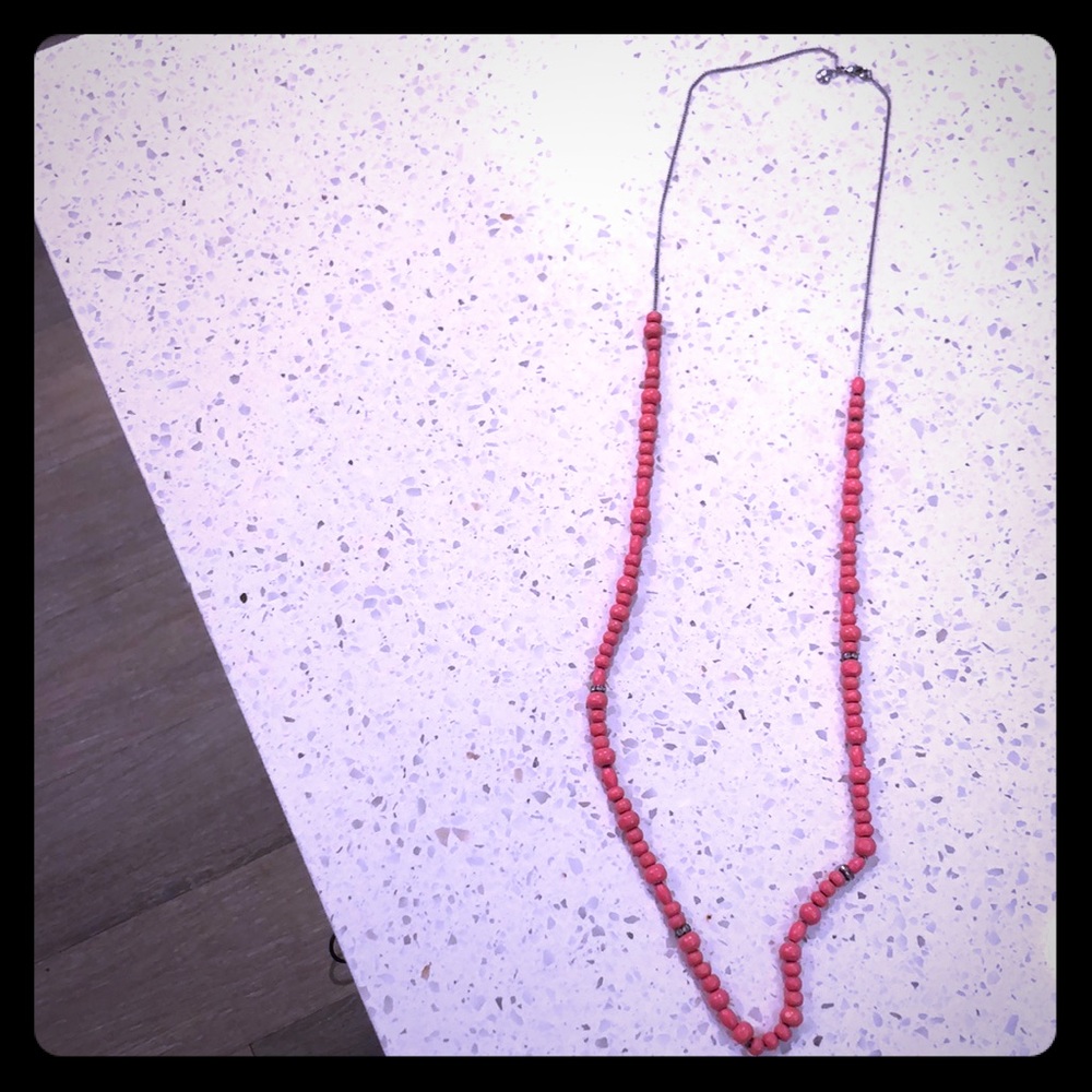 Flamingo Pink Beaded Necklace